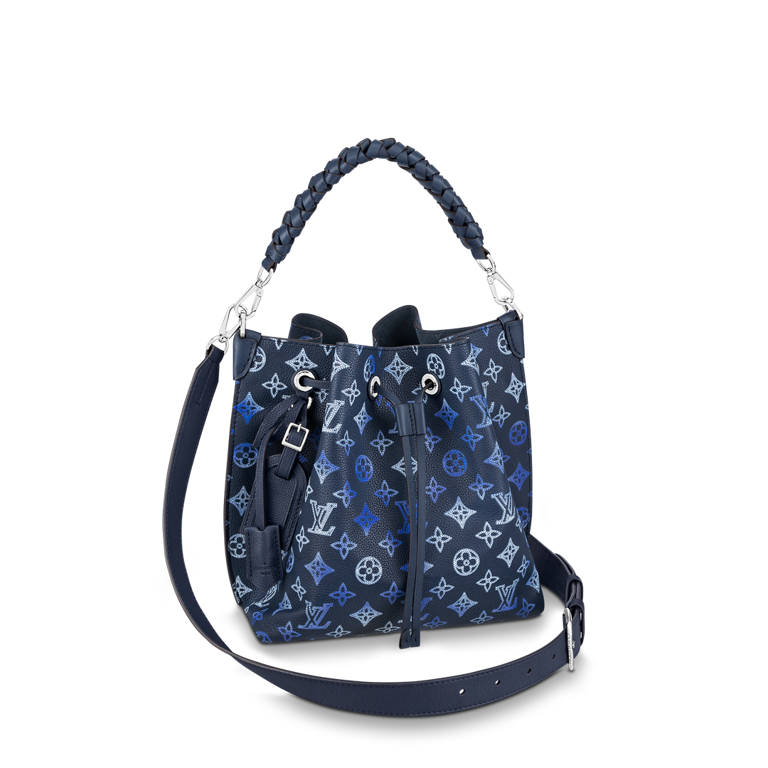 Louis Vuitton MURIA Bucket Bag Mahina Leather M59554 Navy Blue